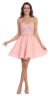 Strapless Lace & Beads Bodice Short Party Bridesmaid Dress in Blush